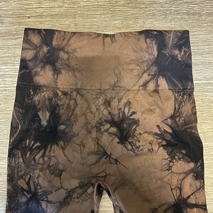 Brown and Black Tie-Dye Workout Bike Shorts